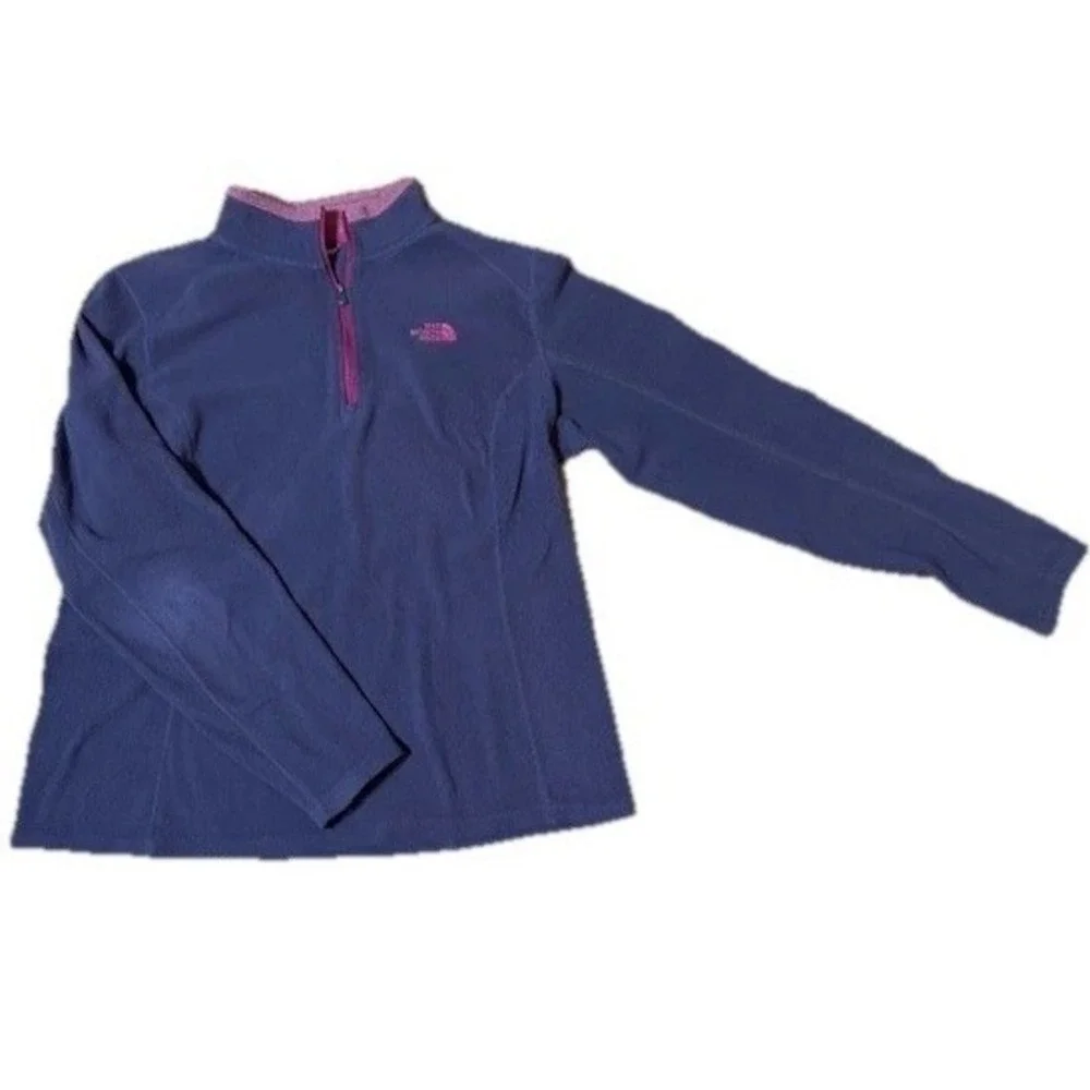 The North Face Womens TKA 100 Fleece Quarter Zip Pullover Purple Pink Large‎